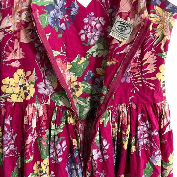 VTG 80’s Laura Ashley Maxi Pink Floral Cottagecore Prairie Dress W/Jacket Sz 14 - Picture 4 of 12